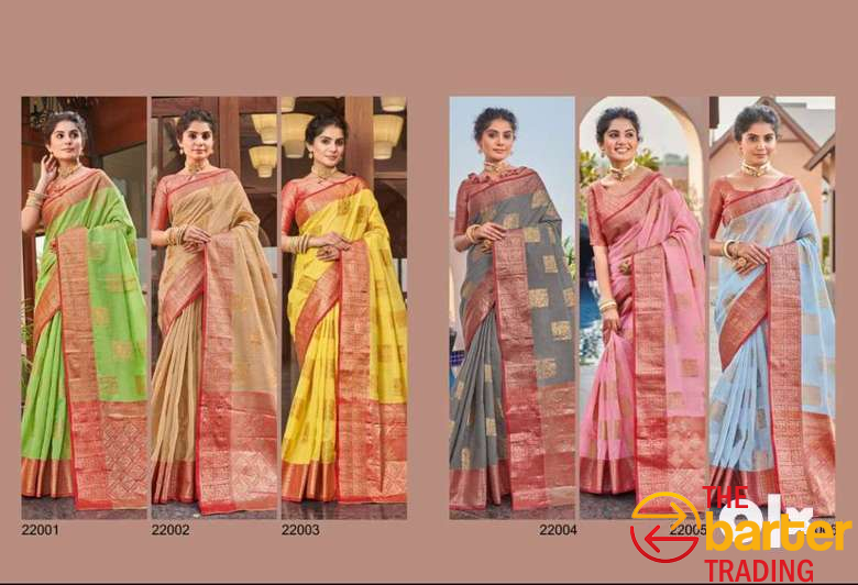 Beautiful LINEN SAREES with Zari Work